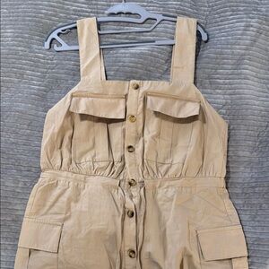 Zara Tan Button-Up Jumpsuit